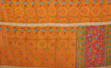 orange floral kantha quilt