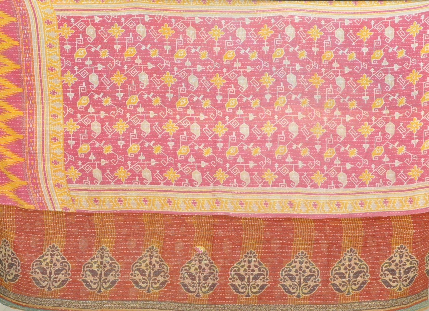 floral pattern kantha comforter quilt