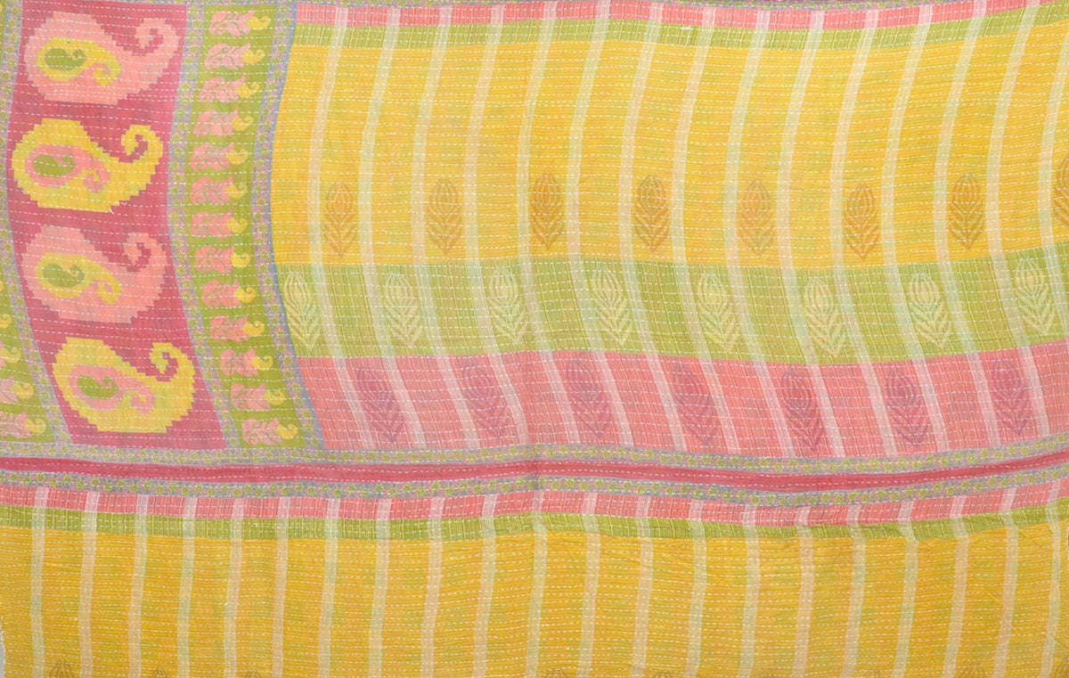 floral pattern kantha bedspread quilt