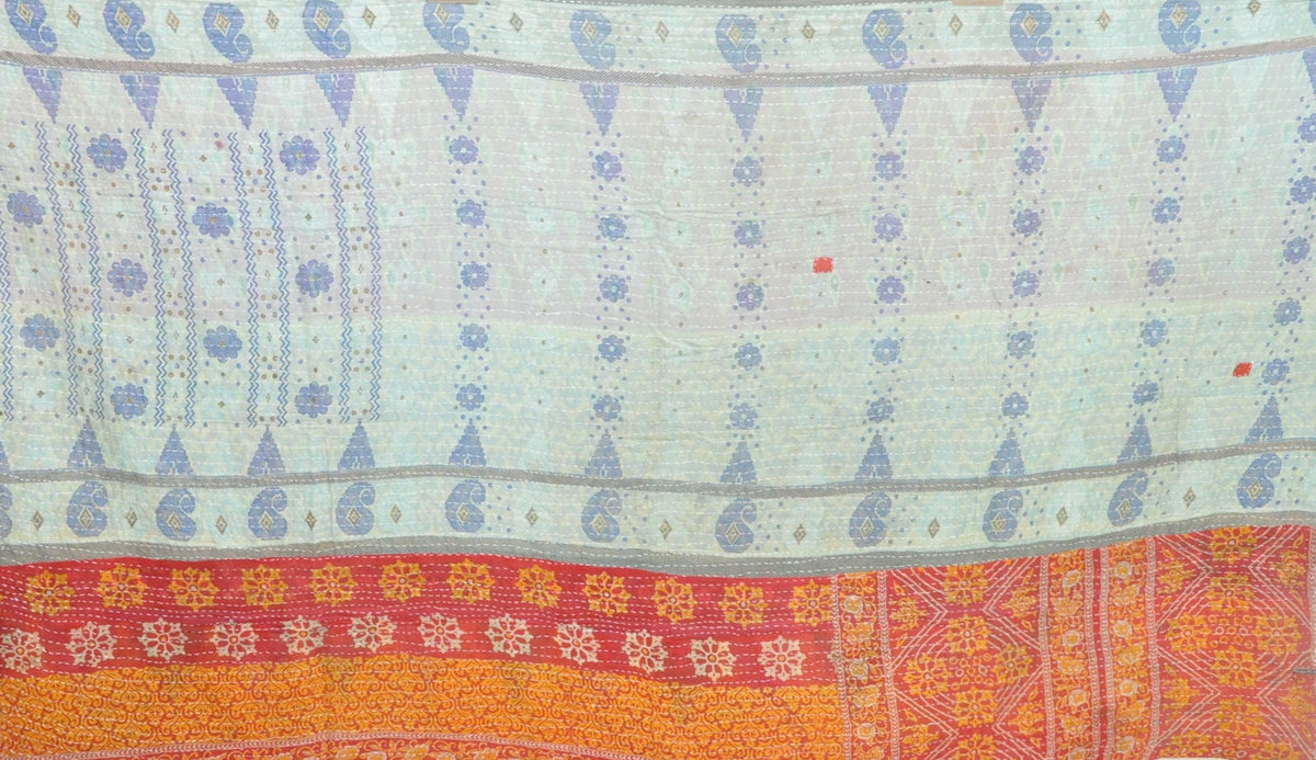 Paisley Pattern Vintage Kantha Throw Quilt