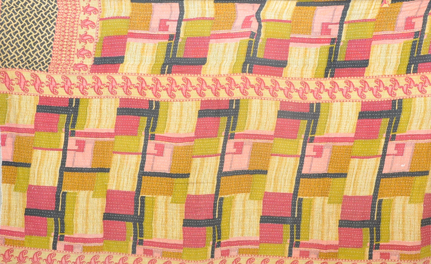 Bohemian kantha sofa throw quilt