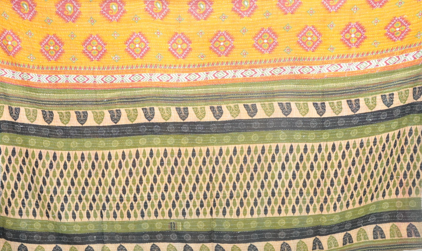 cotton vintage sari kantha sofa throw blanket
