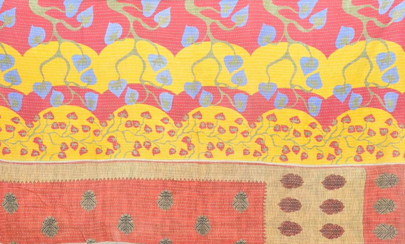 bohemian sari kantha throw blanket