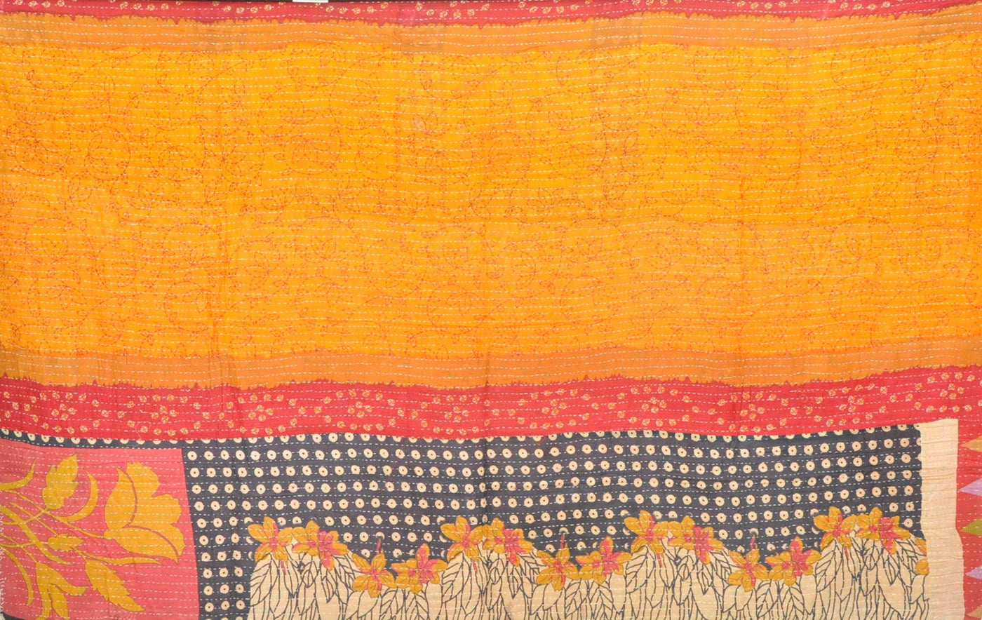 indian vintage sari kantha quilt blanket