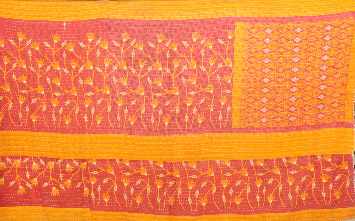 paisley pattern kantha throw quilt