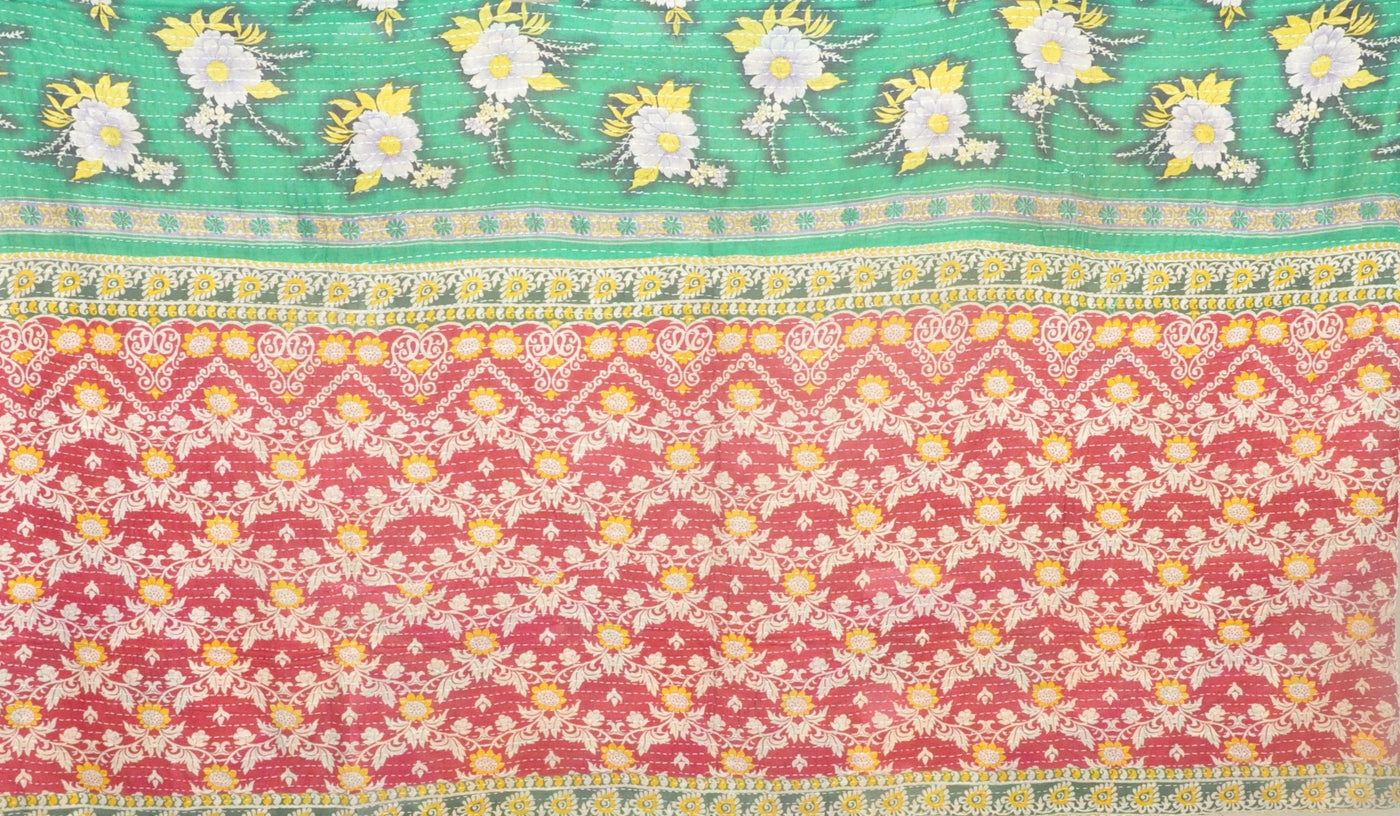 green paisley pattern kantha sofa throw