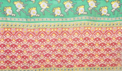 green paisley pattern kantha sofa throw