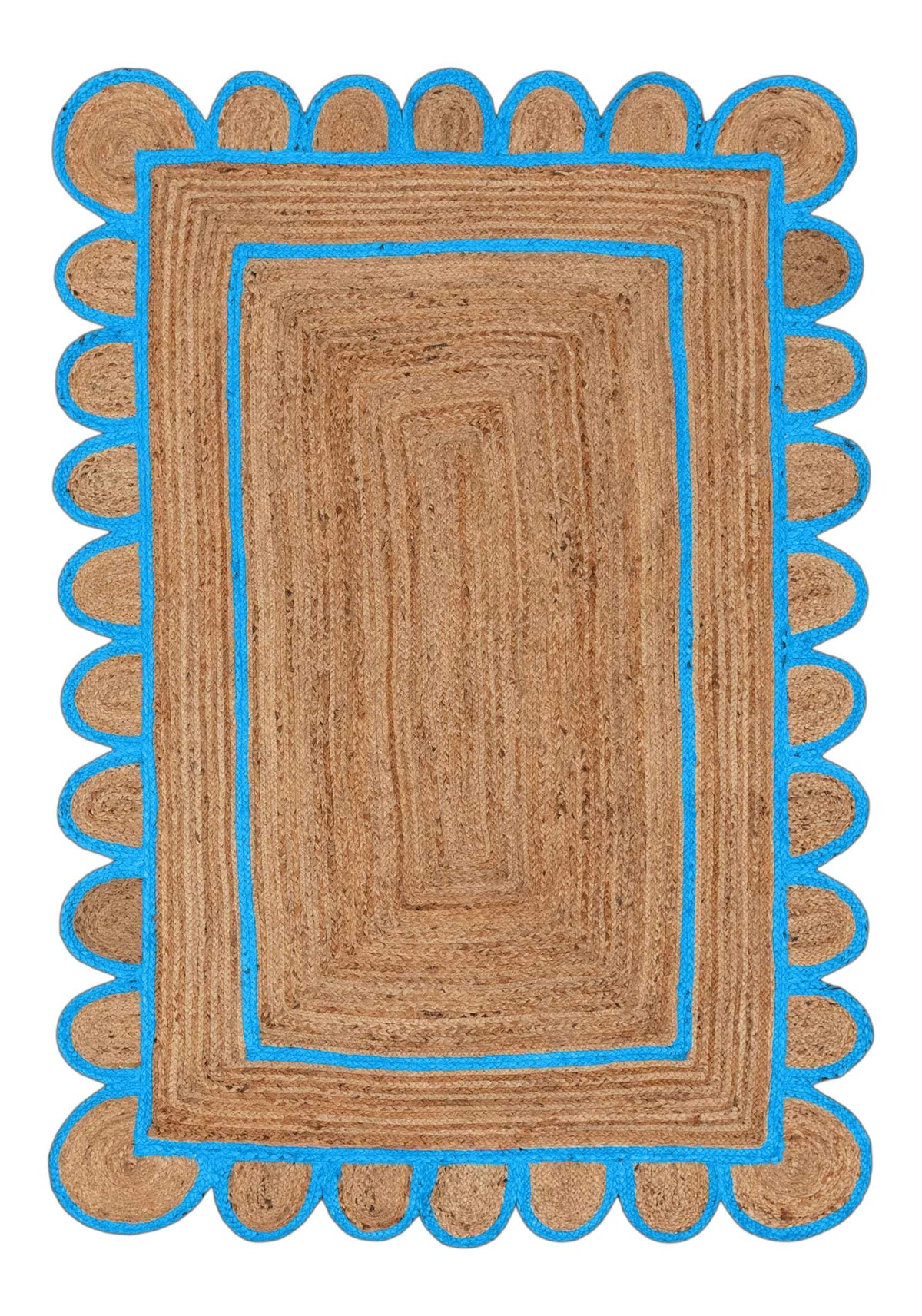 Hand-Braided Natural Jute Dining Area Scalloped Rugs 4 X 6
