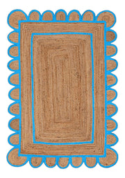 Hand-Braided Natural Jute Dining Area Scalloped Rugs 4 X 6