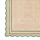 Emerald Green Scallop Jute Rugs Wavy Edge Jute Rugs Runner Sisal Doormats