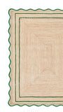 Emerald Green Scallop Jute Rugs Wavy Edge Jute Rugs Runner Sisal Doormats