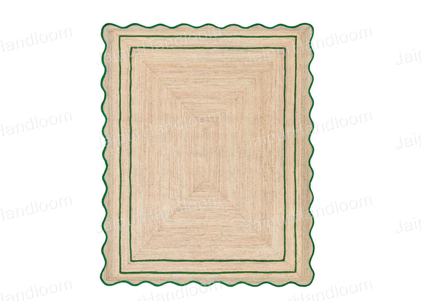 Emerald Green Scallop Jute Rugs Wavy Edge Jute Rugs Runner Sisal Doormats