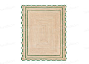 Emerald Green Scallop Jute Rugs Wavy Edge Jute Rugs Runner Sisal Doormats