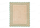 Emerald Green Scallop Jute Rugs Wavy Edge Jute Rugs Runner Sisal Doormats