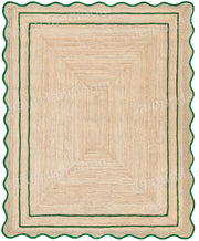Emerald Green Scallop Jute Rugs Wavy Edge Jute Rugs Runner Sisal Doormats