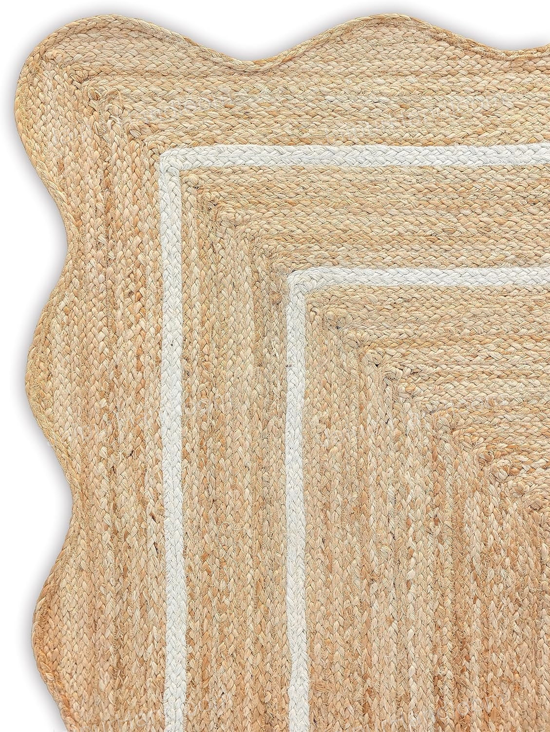 Extra long Jute Runner 3X40 Feet for Hallway/Entryway Jute Scalloped Rugs