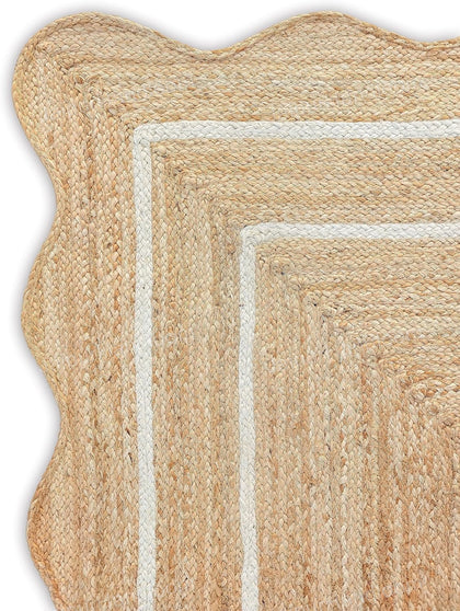 Extra long Jute Runner 3X40 Feet for Hallway/Entryway Jute Scalloped Rugs
