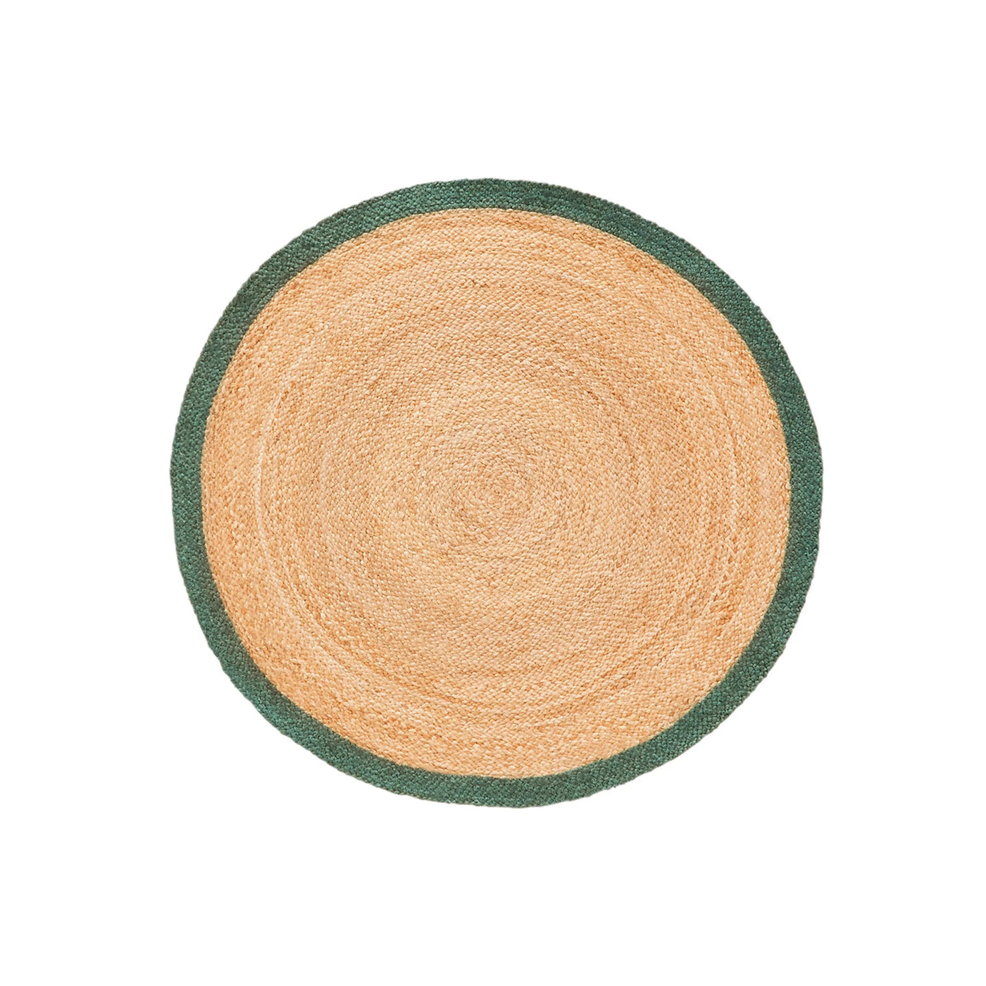 Farmhouse Green Bordered Jute Round Rug for living room, braided round rug