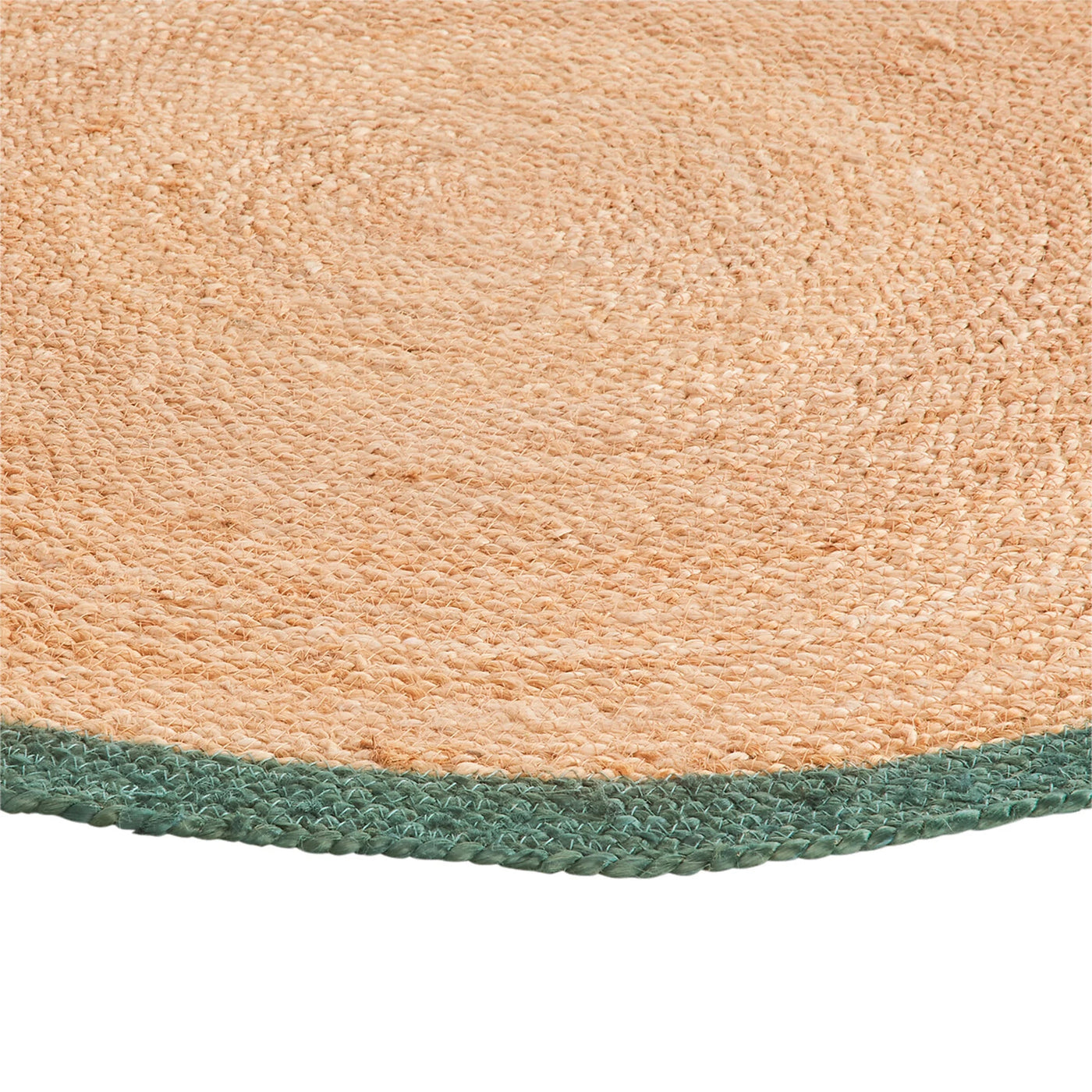 Farmhouse Green Bordered Jute Round Rug for living room, braided round rug