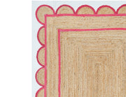 Flatweave Jute Rug 4'x6' Scalloped Rug Runner 4'x8' Jute Rug for Hallway 2.6'x12'