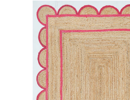 Flatweave Jute Rug 4'x6' Scalloped Rug Runner 4'x8' Jute Rug for Hallway 2.6'x12'