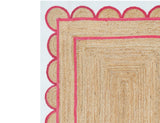 Flatweave Jute Rug 4'x6' Scalloped Rug Runner 4'x8' Jute Rug for Hallway 2.6'x12'