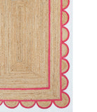 Flatweave Jute Rug 4'x6' Scalloped Rug Runner 4'x8' Jute Rug for Hallway 2.6'x12'