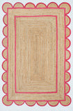 Flatweave Jute Rug 4'x6' Scalloped Rug Runner 4'x8' Jute Rug for Hallway 2.6'x12'