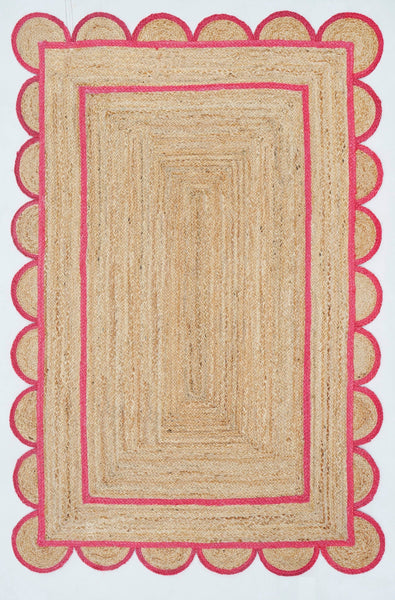 Flatweave Jute Rug 4'x6' Scalloped Rug Runner 4'x8' Jute Rug for Hallway 2.6'x12'