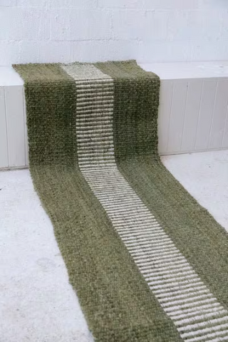 Green Hemp Jute Runner for Hallway Handwoven Stair Runner Rug for Entryways