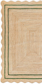 Green Scalloped Jute Rug Wavy Scalloped Rug Custom Size Rugs Hallway Rugs