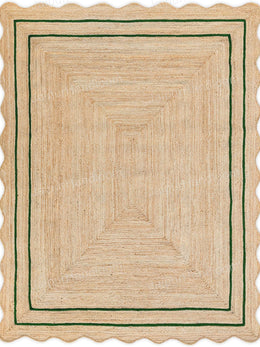 Green Scalloped Jute Rug Wavy Scalloped Rug Custom Size Rugs Hallway Rugs