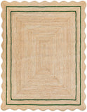 Green Scalloped Jute Rug Wavy Scalloped Rug Custom Size Rugs Hallway Rugs