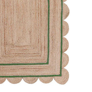 Green Scalloped Rug 7'x10' for Dining Room Sisal Jute Scalloped Runner for Hallway