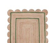 Green Scalloped Rug 7'x10' for Dining Room Sisal Jute Scalloped Runner for Hallway