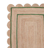 Green Scalloped Rug 7'x10' for Dining Room Sisal Jute Scalloped Runner for Hallway