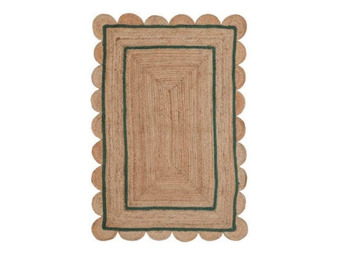 green trim scalloped rug