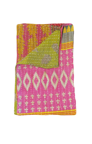 Hand Crafted Vintage Kantha Quilt Fair Trade Sari Kantha Throw Blanket