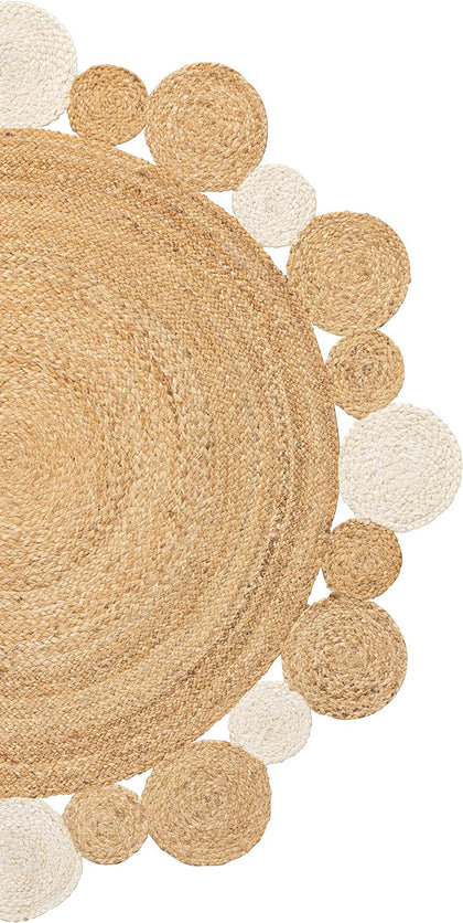 Hand Woven Jute Round Boho Entry Area Rugs for Kitchen, Living Room, Farmhouse