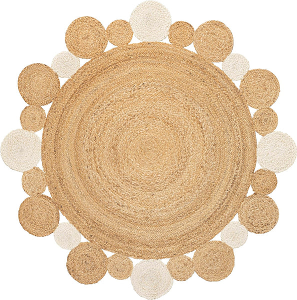 Hand Woven Jute Round Boho Entry Area Rugs for Kitchen, Living Room, Farmhouse