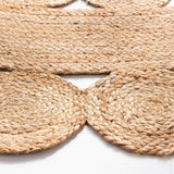 Handwoven Jute Area Rug Round Natural Rustic Beige Braided Reversible Rug