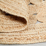 Handwoven Jute Area Rug Round Natural Rustic Beige Braided Reversible Rug