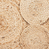 Handwoven Jute Area Rug Round Natural Rustic Beige Braided Reversible Rug