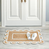 Handwoven Jute Doormat 2'X3' Jute Scalloped Edge Rugs 5X8 Bathroom Runner