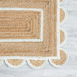 Handwoven Jute Doormat 2'X3' Jute Scalloped Edge Rugs 5X8 Bathroom Runner