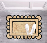 Handwoven Jute Doormat 2'x3' Scalloped Jute Rug for Living Room 10'x14'