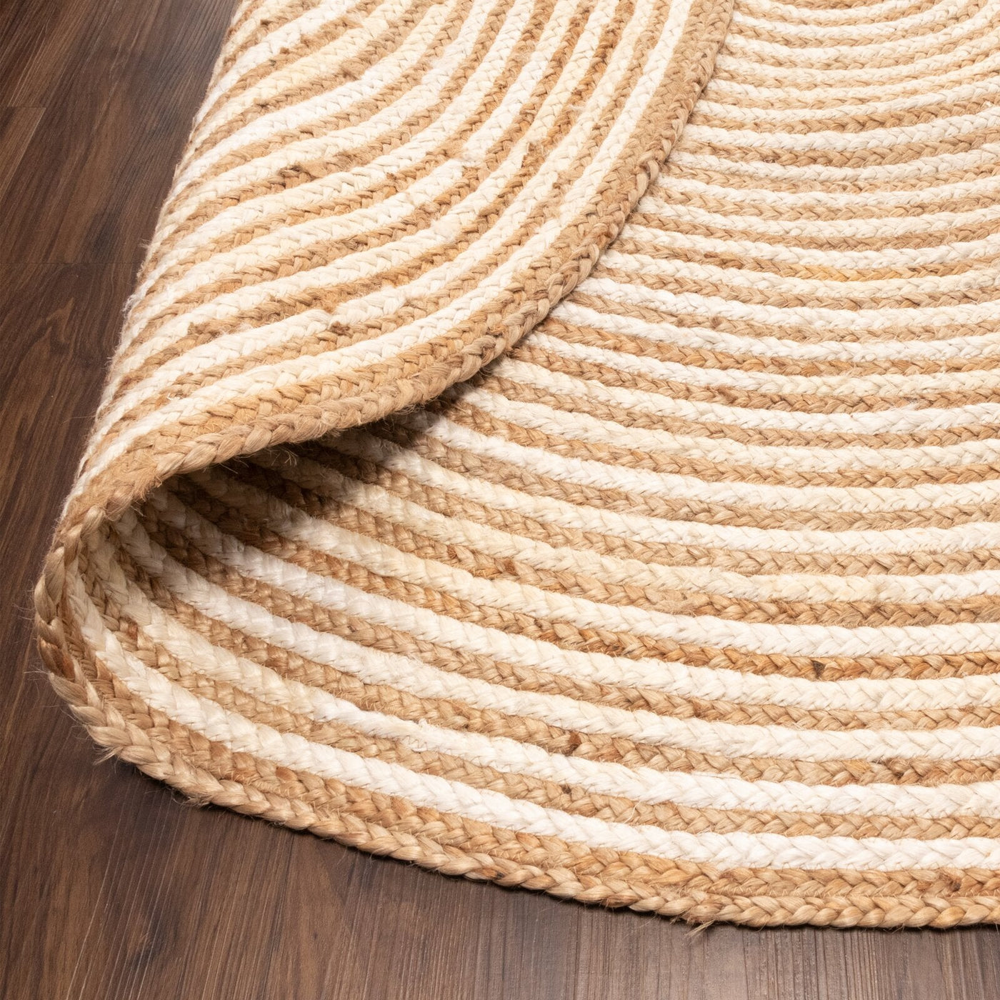 Handwoven Jute Round Rug 8' for Dining Table Braided Round Area Rug 5'x5'