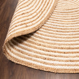 Handwoven Jute Round Rug 8' for Dining Table Braided Round Area Rug 5'x5'