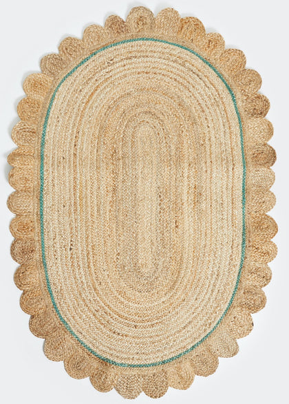 Handwoven Premium Quality Oval Rug for Living Room 9'x12' Scalloped Oval Rug 4'x6'