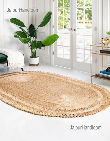 Heavy Traffic Jute Carpet Braided Oval Jute Rug Hemp Jute Oval Door Mats